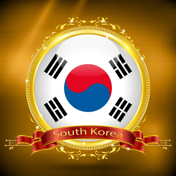 Vlag van Zuid-Korea in goud — Stockvector
