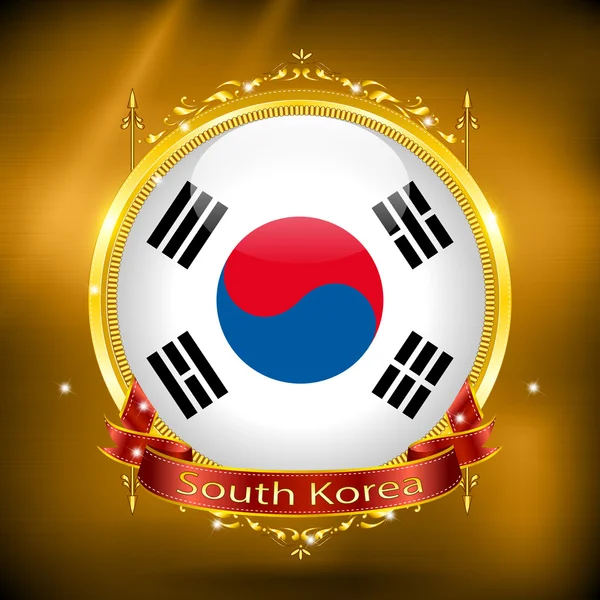 Bandeira da Coreia do Sul em OURO —  Vetores de Stock