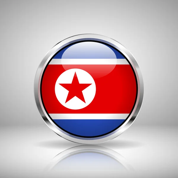 Bandeira da Coreia do Norte em cromo —  Vetores de Stock