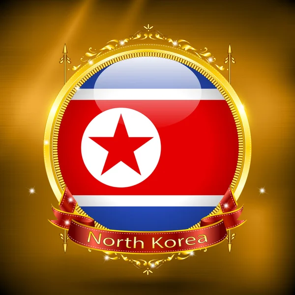 Flaga Korei Północnej w złoto — Wektor stockowy