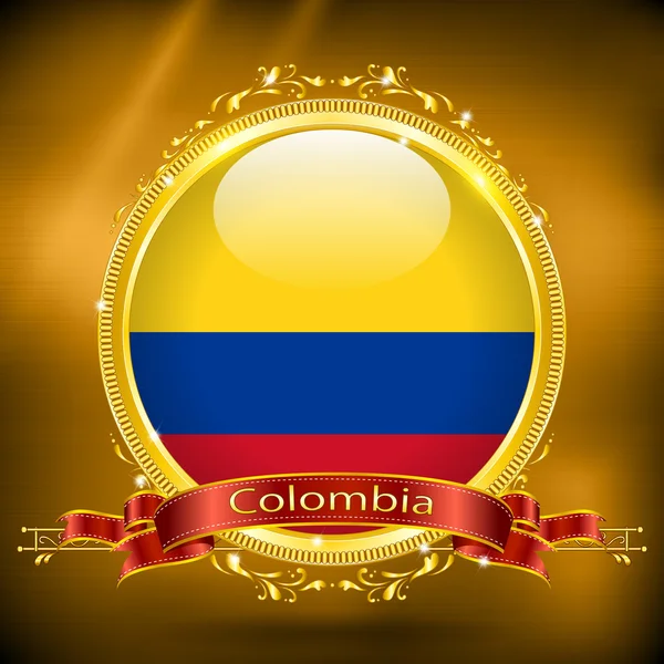 Drapeau de la Colombie en OR — Image vectorielle