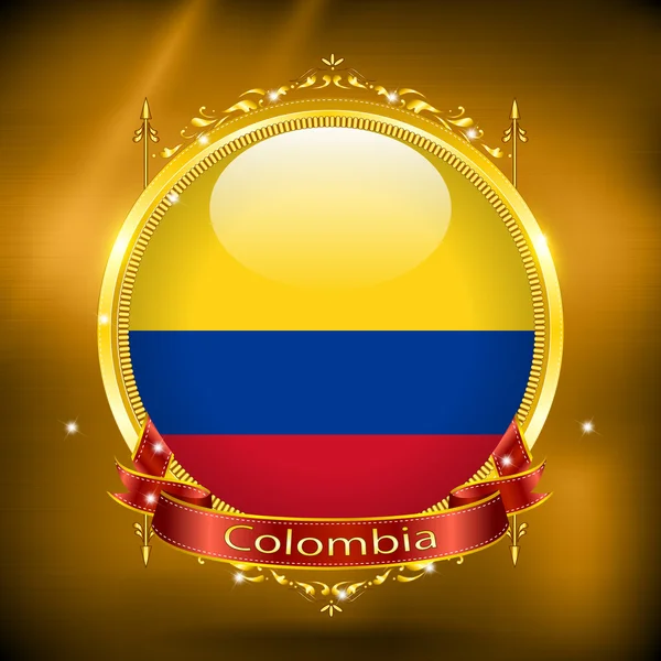 Drapeau de la Colombie en OR — Image vectorielle