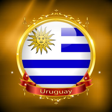 Flag of Uruguay in GOLD clipart