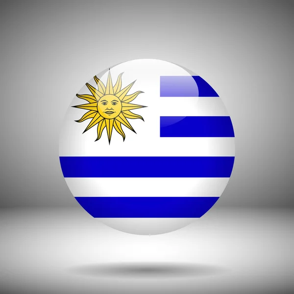 Bandera redonda de Uruguay sobre fondo gris — Archivo Imágenes Vectoriales