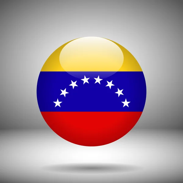 Bandera redonda de Venezuela sobre fondo gris — Vector de stock