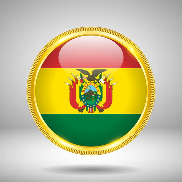 Flaga Boliwii w złoto — Wektor stockowy