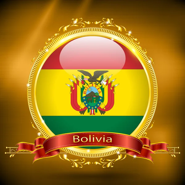 Drapeau de la Bolivie en OR — Image vectorielle