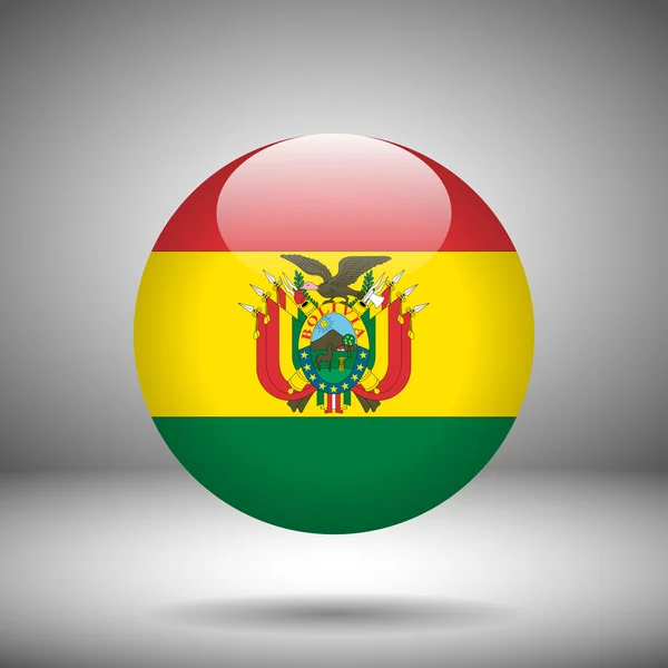 Bandera redonda de Bolivia sobre fondo gris — Vector de stock