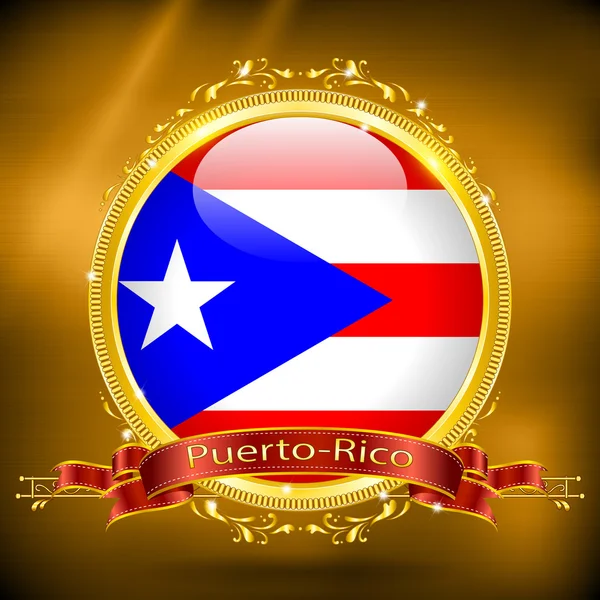 Bandera de Puerto Rico en ORO — Archivo Imágenes Vectoriales