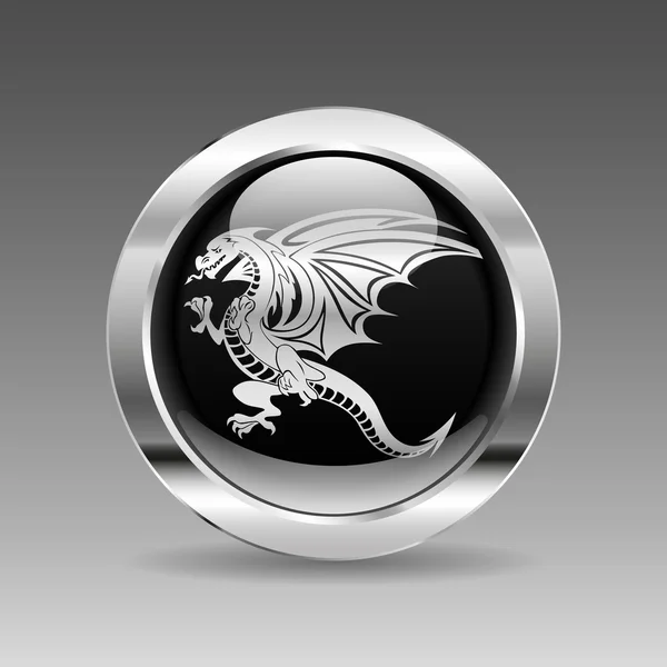 Zwart glanzend chroom knop - Dragon — Stockvector