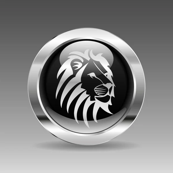 Zwart glanzend chroom knop - Lion head — Stockvector