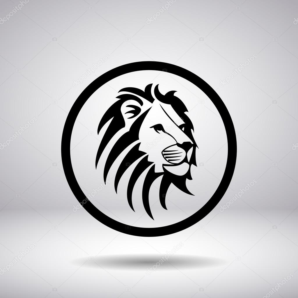 Download Silhouette of a lion's head in a circle — Stock Vector ...