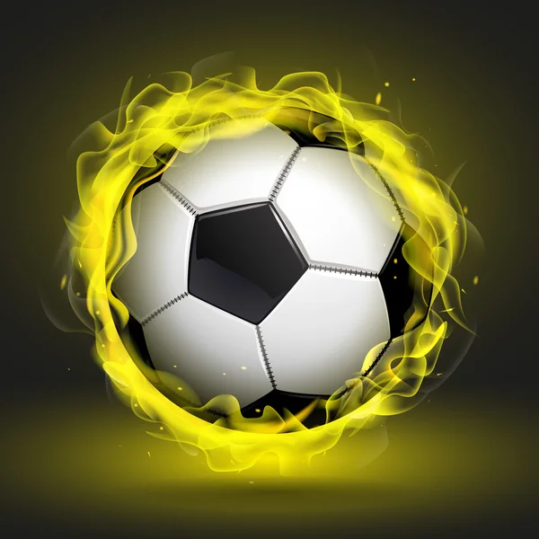 Pelota de fútbol en llama amarilla — Vector de stock
