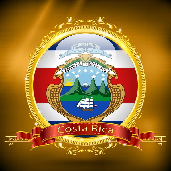 Bandera de Costa Rica en ORO — Archivo Imágenes Vectoriales