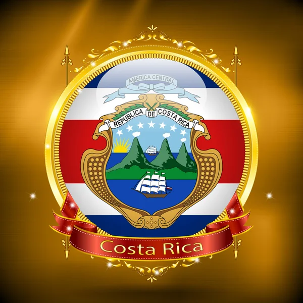 Bandera de Costa Rica en ORO — Archivo Imágenes Vectoriales