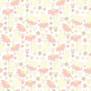 Tavşan ve çiçek deseni