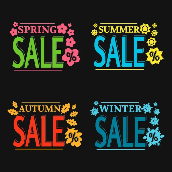 Season sale colorful labels — Stock Vector