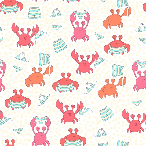 Seamless colorful pattern with crabs — Stock Vector