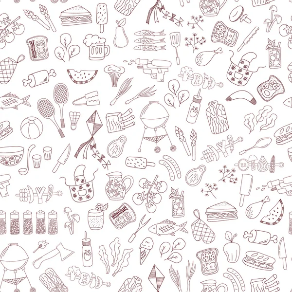 Seamless doodle barbecue pattern — Stock Vector