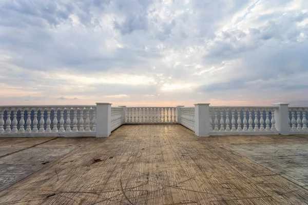 Embankment with an observation deck on the black sea coast at sunset.Magnificent view of the sea and sunset.