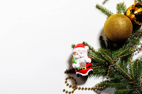 Різдвяний Фон Прикрасами Іграшкою Санта Клаус — стокове фото