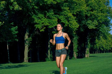 Açık havada çalışan bir güzel güneşli yaz akşam genç bir kadın