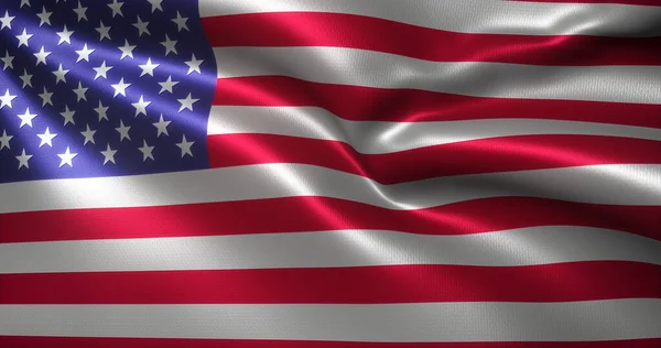 Amerikan Bayrağı, Amerika Birleşik Devletleri bayrağı dalgalanan katlar, yakın görüş, 3D görüntüleme