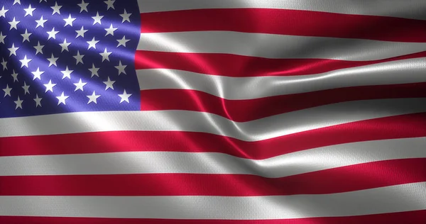 Amerikan Bayrağı, Amerika Birleşik Devletleri bayrağı dalgalanan katlar, yakın görüş, 3D görüntüleme