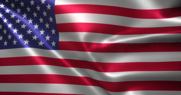 Amerikan Bayrağı, Amerika Birleşik Devletleri bayrağı dalgalanan katlar, yakın görüş, 3D görüntüleme