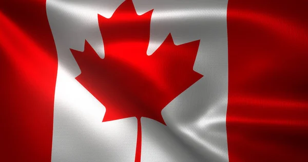 Kanada Flagge Kanadische Flagge Mit Wehenden Falten Nahaufnahme Darstellung — Stockfoto