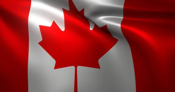 Kanada Flagge Kanadische Flagge Mit Wehenden Falten Nahaufnahme Darstellung — Stockfoto