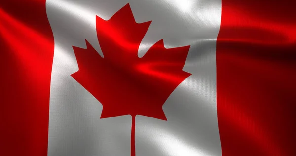 Canada Flag, Canadian flag with waving folds, close up view, 3D rendering