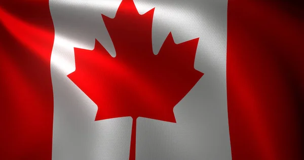 Флаг Канады Флаг Канады Размахивающимися Складками Вид Вблизи Рендеринг — стоковое фото
