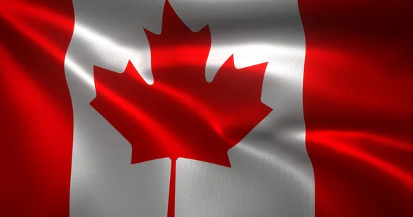 Bandeira Canadá Bandeira Canadense Com Dobras Ondulantes Vista Perto Renderização — Fotografia de Stock