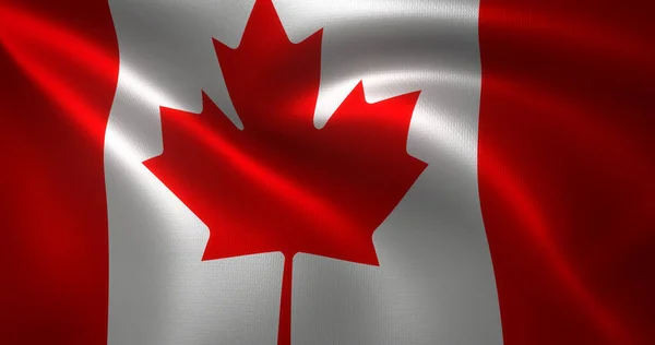 Флаг Канады Флаг Канады Размахивающимися Складками Вид Вблизи Рендеринг — стоковое фото