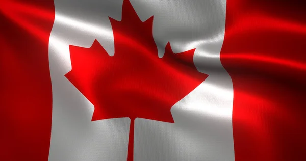 Canada Flag Canadian Flag Waving Folds Close View Rendering — Stock Photo, Image