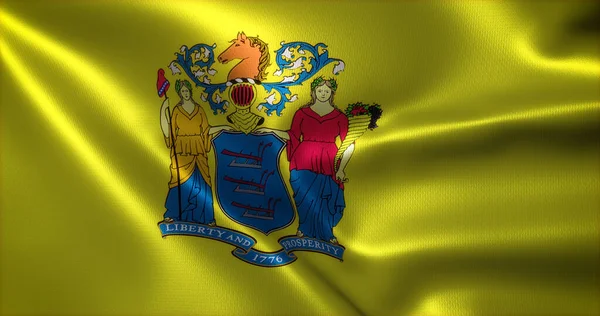 New Jerseys Flagg Amerikas Forente Stater Viftende Folder Nærsynt Gjengivelse – stockfoto