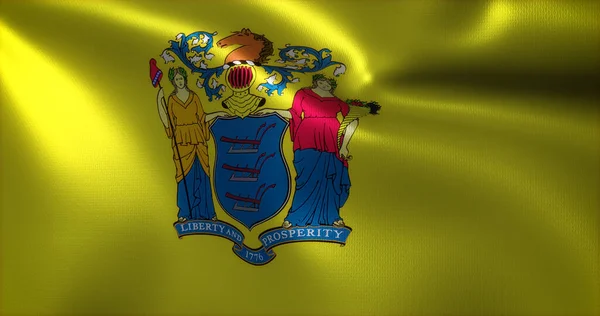 New Jersey Flag Stany Zjednoczone Ameryki Fałdy Falujące Widok Bliska — Zdjęcie stockowe
