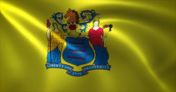 New Jersey Flag Amerikai Egyesült Államok Hullámzó Redők Közelről Renderelés — Stock Fotó