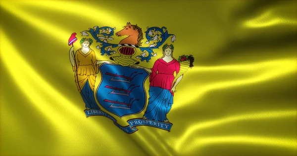 ニュージャージー州の旗 折り目を振って ビューを閉じる 3Dレンダリング — ストック写真