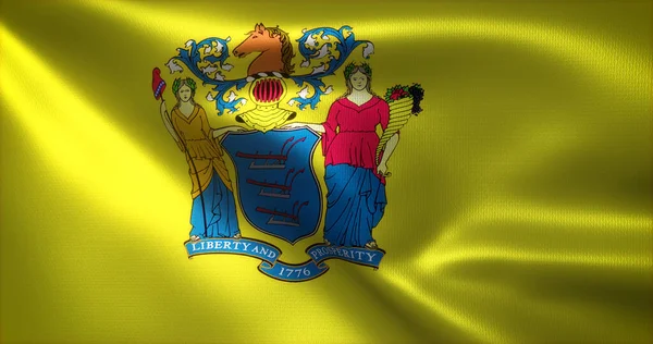 Drapeau New Jersey États Unis Amérique Ondulation Plis Vue Rapprochée — Photo