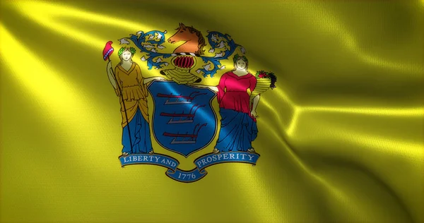 Drapeau New Jersey États Unis Amérique Ondulation Plis Vue Rapprochée — Photo