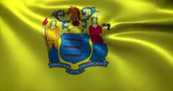 Флаг Нью Джерси Соединенные Штаты Америки Размахивание Складками Крупный План — стоковое видео