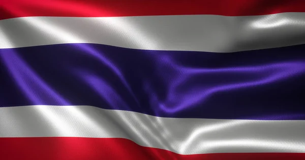 Bandera Tailandia Bandera Tailandesa Con Pliegues Ondulantes Vista Cerca Representación — Foto de Stock