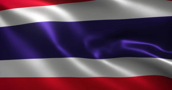 Bandeira Tailândia Bandeira Tailandesa Com Dobras Ondulantes Vista Perto Renderização — Fotografia de Stock
