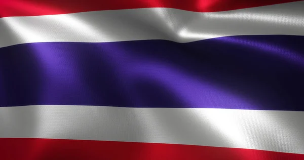 Drapeau Thaïlande Drapeau Thaïlandais Avec Plis Ondulants Vue Rapprochée Rendu — Photo