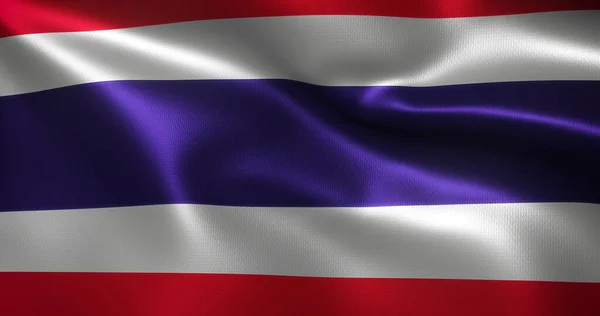 Thailand Flag Thai Flag Waving Folds Close View Rendering — Stock Photo, Image