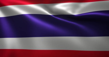 Tayland bayrağı, dalgalı kıvrımlı Tayland bayrağı, yakın görüş, 3D görüntüleme