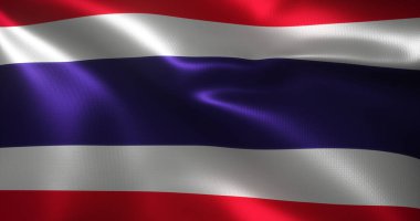 Tayland bayrağı, dalgalı kıvrımlı Tayland bayrağı, yakın görüş, 3D görüntüleme