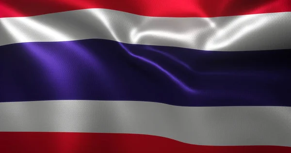 Thailand Flagga Thailändsk Flagga Med Vikning Närbild Rendering — Stockfoto